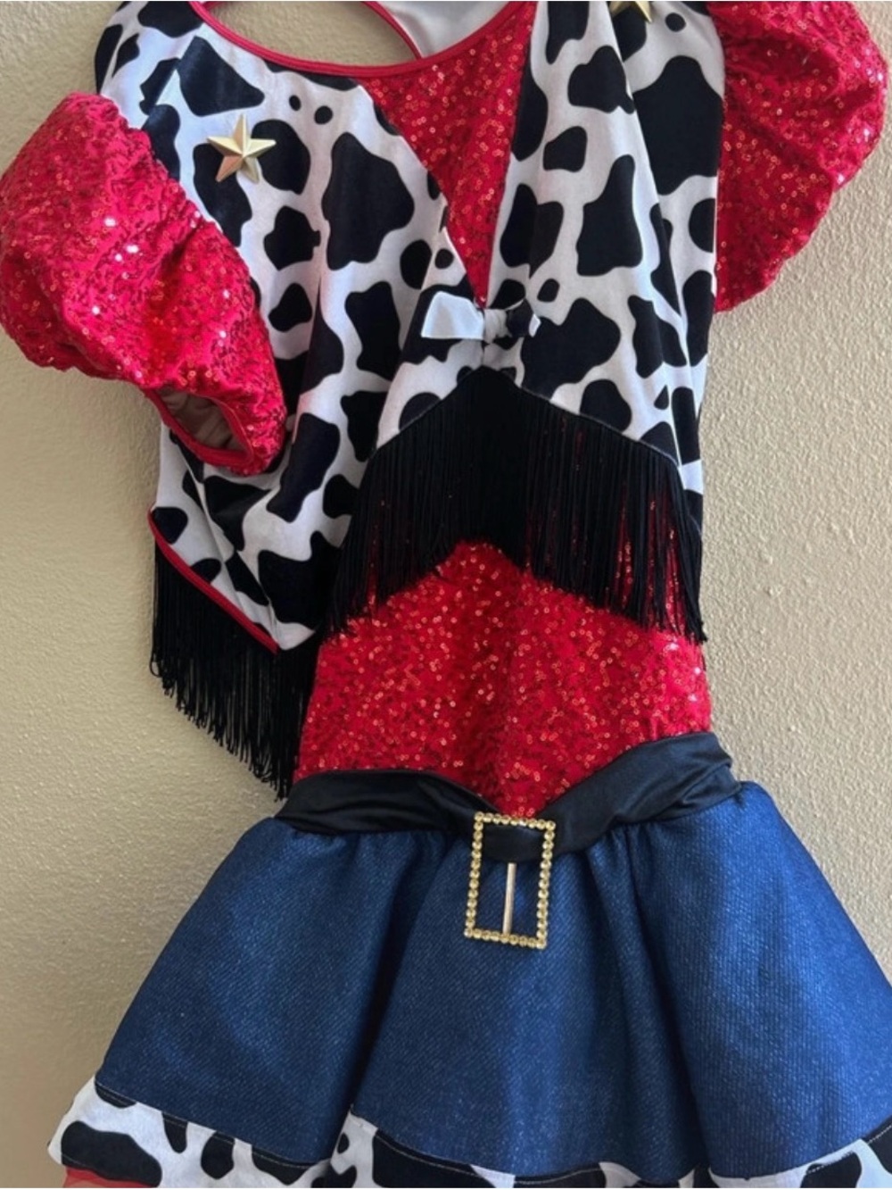 Sequin Cowgirl Costume Dress for Kids in Red, Black & Blue